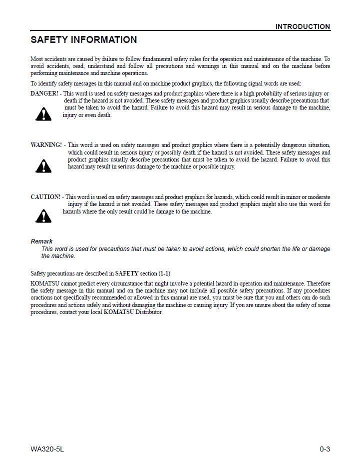 Download CEAM012203: Komatsu WA320-5L Wheel Loader Maintenance Manual