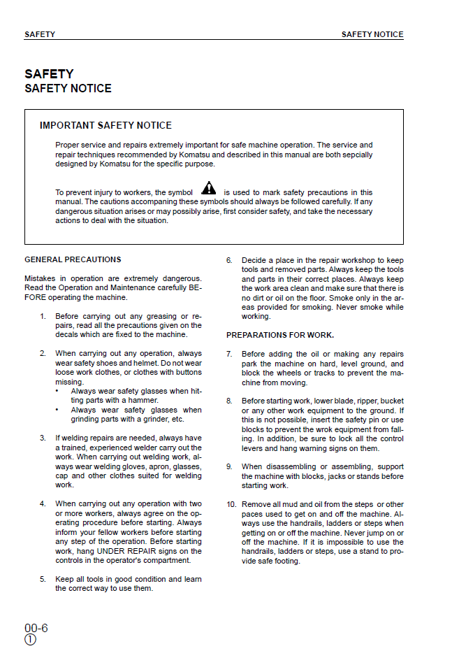 Download EEBM001801: Komatsu PC210-6K, PC240LC Excavator Shop Manual