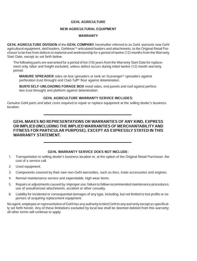Download GEHL 1060 & 1065 Forage Harvester Operator Manual PDF