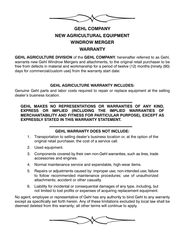 Download GEHL 2109 Windrow Merger Operator Manual 918015 PDF