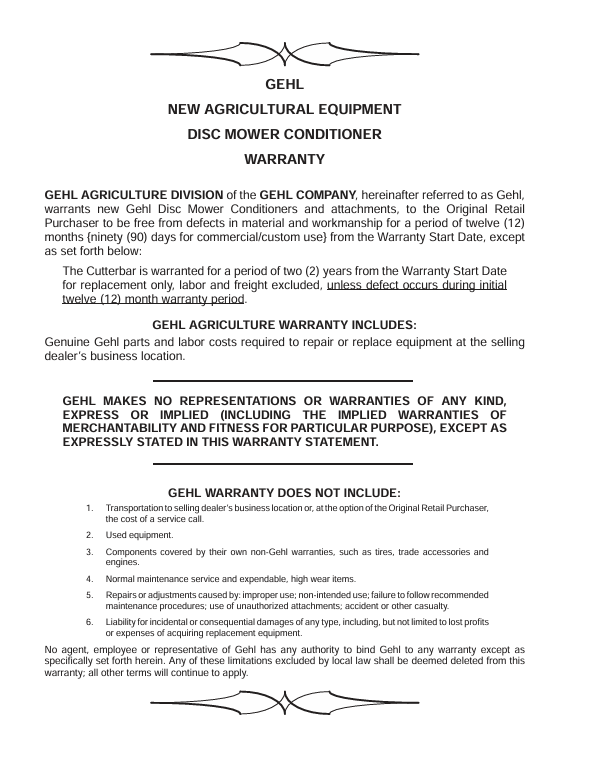 Download GEHL 2412 Disc Mower Conditioner Operator Manual PDF