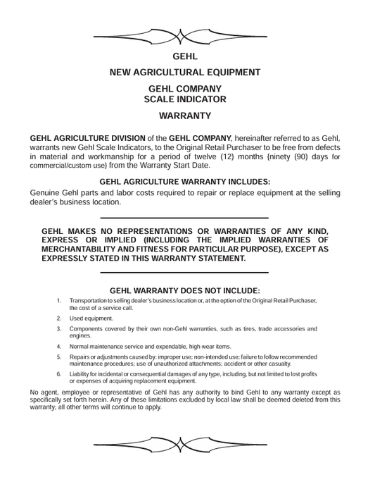 Download GEHL 3200 Scale Indicator Operator Manual 907561