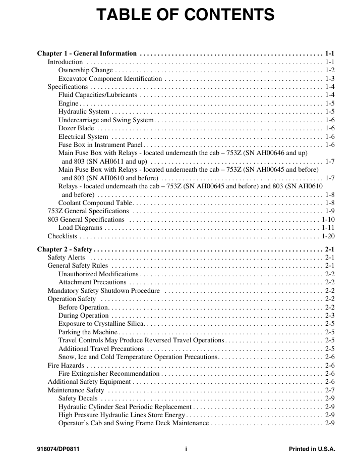 Download GEHL 753Z, 803 Excavator Operator Manual 918074 PDF