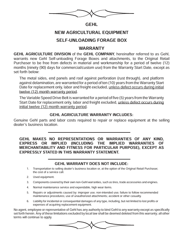 Download GEHL 980 Forage Box Operator Manual PDF 907591