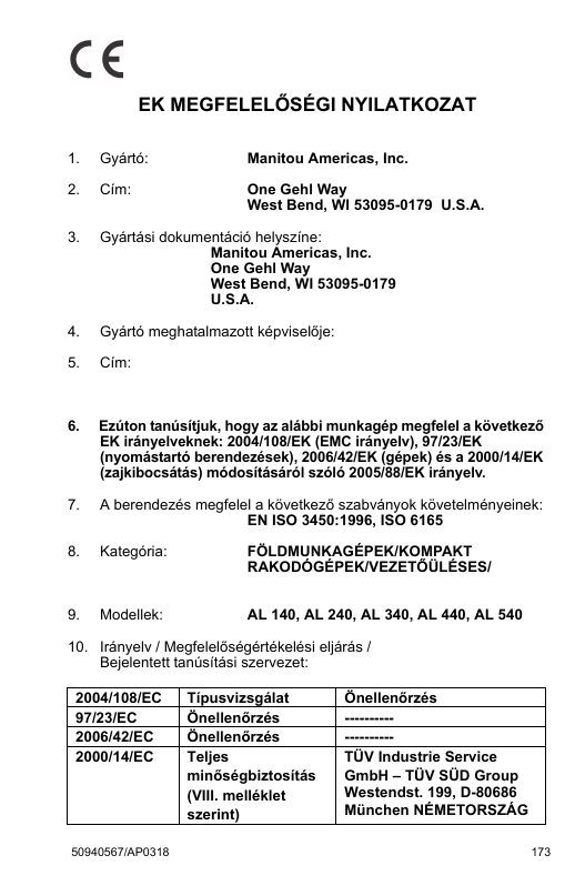 Download GEHL AL140-AL540 Articulated Loader Manual 50940567 PDF