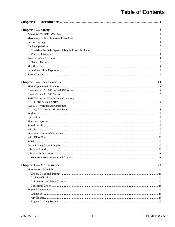 Download GEHL AL140 AL240 AL340 Loader Service Manual 918274 PDF