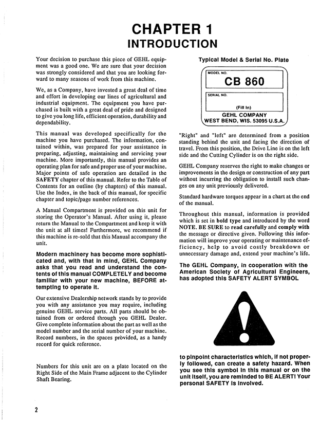 Download GEHL CB860 Forage Harvester Operator Manual PDF