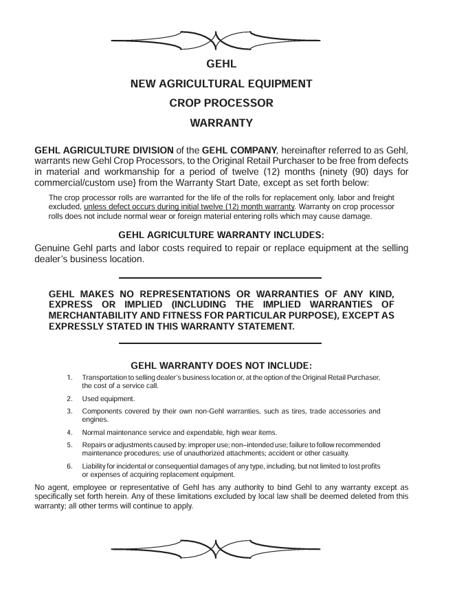 Download GEHL CP1000 Crop Processor Operator Manual PDF 908028