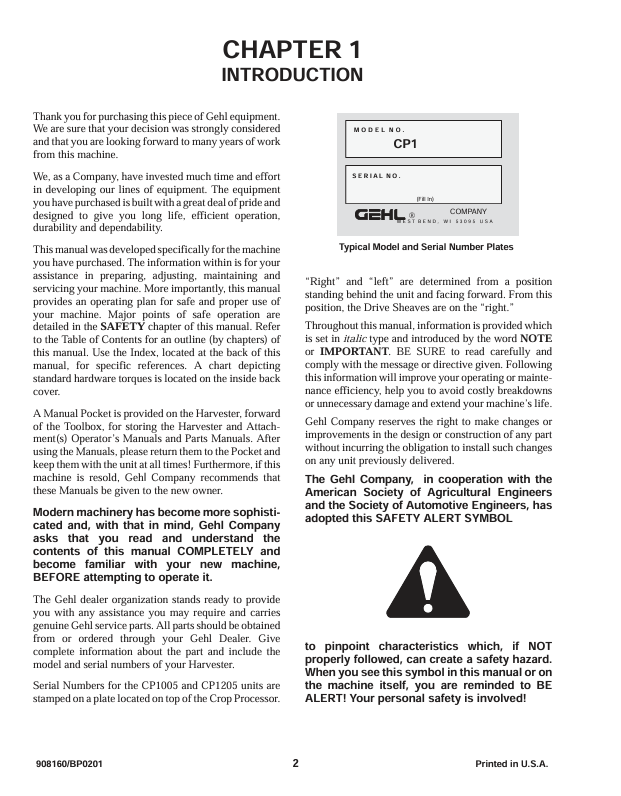 Download GEHL CP1005 CP1205 Crop Processor Operator Manual 908160 PDF