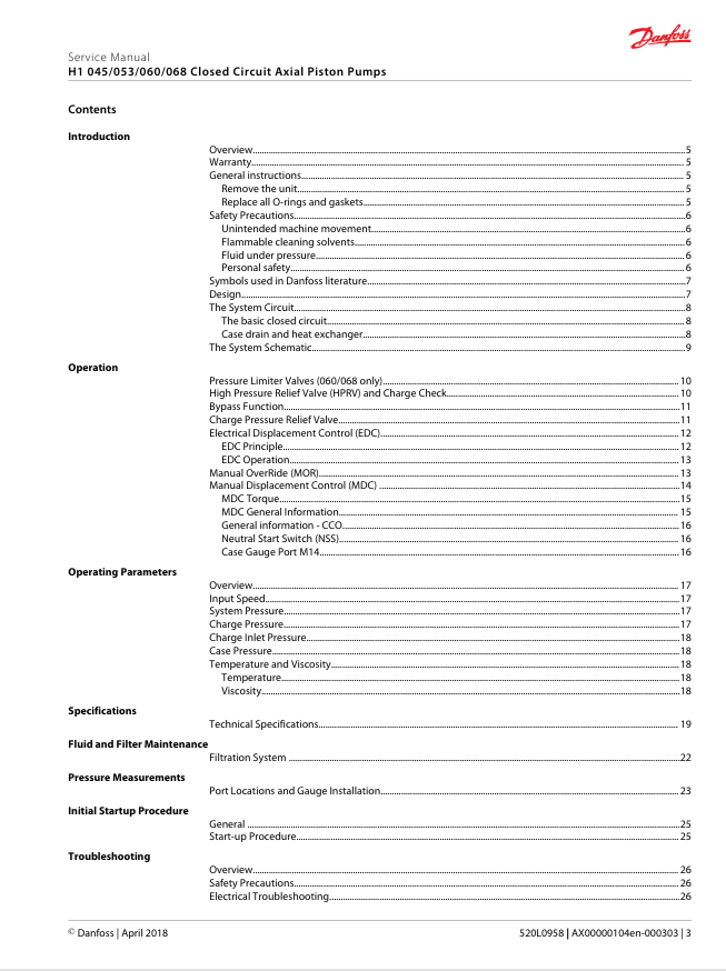 Download GEHL Danfoss H1-045, 053, 060, 068 Pump Service Manual