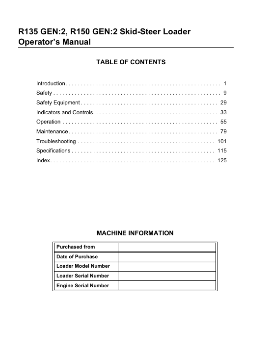 Download GEHL R135 GEN:2 & X-SERIES Loader Manual 50950503 PDF