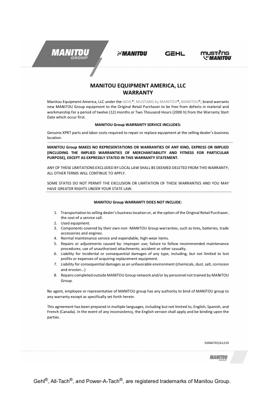 Download GEHL RT165 X-Series Operator Manual 50950264 – PDF