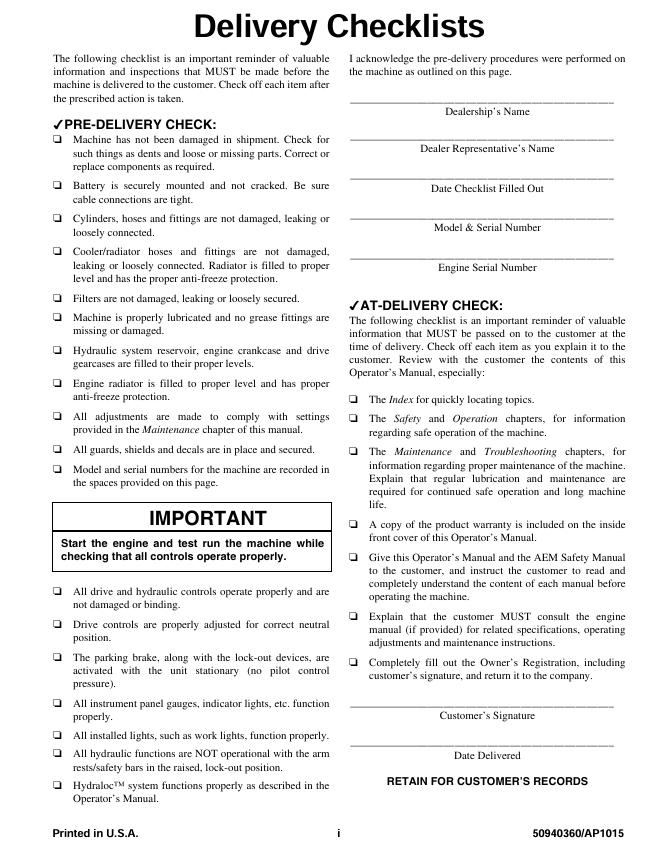 Download GEHL RT175 RT210 RT250 Loader Operator Manual 50940360 PDF