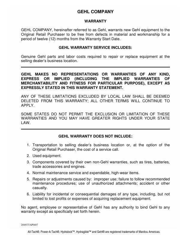 Download GEHL Z80 Compact Excavator Operator Manual PDF 50940211