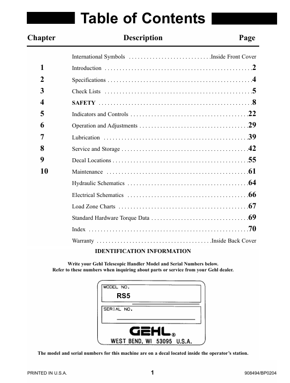 Download GHEL RS5 Telescopic Handler Manual 908494 PDF