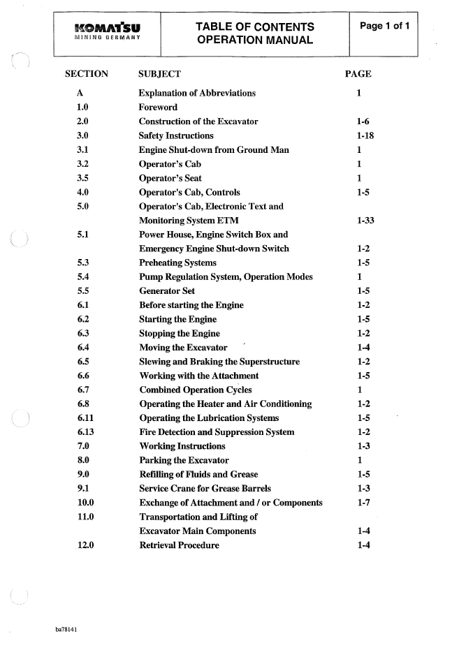 Download H285S78139OMM: Komatsu Hydraulic Mining Shovel Maintenance Manual