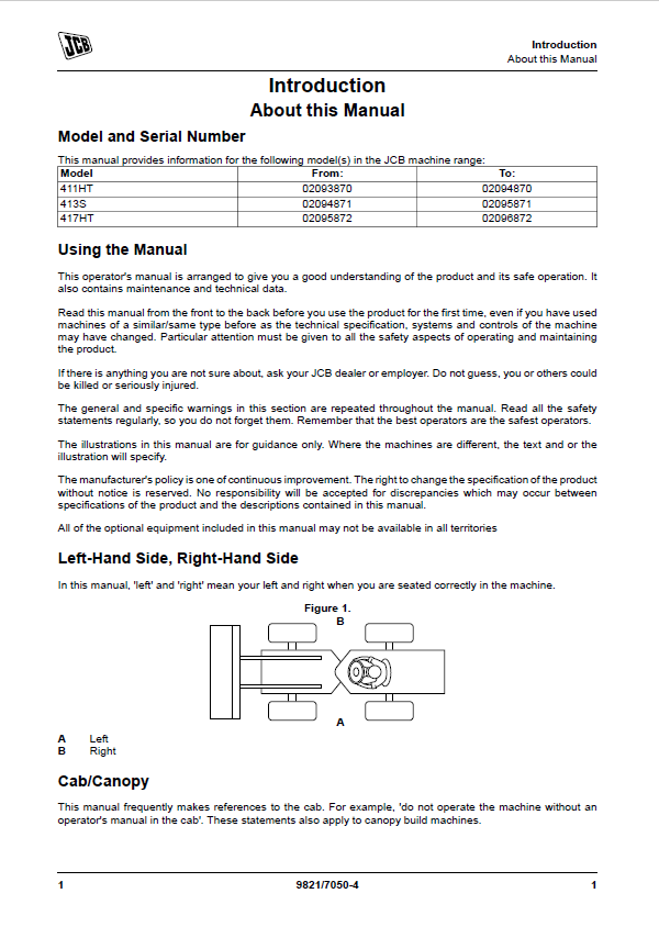 Download JCB 411HT, 413S, 417HT Operator Instruction PDF
