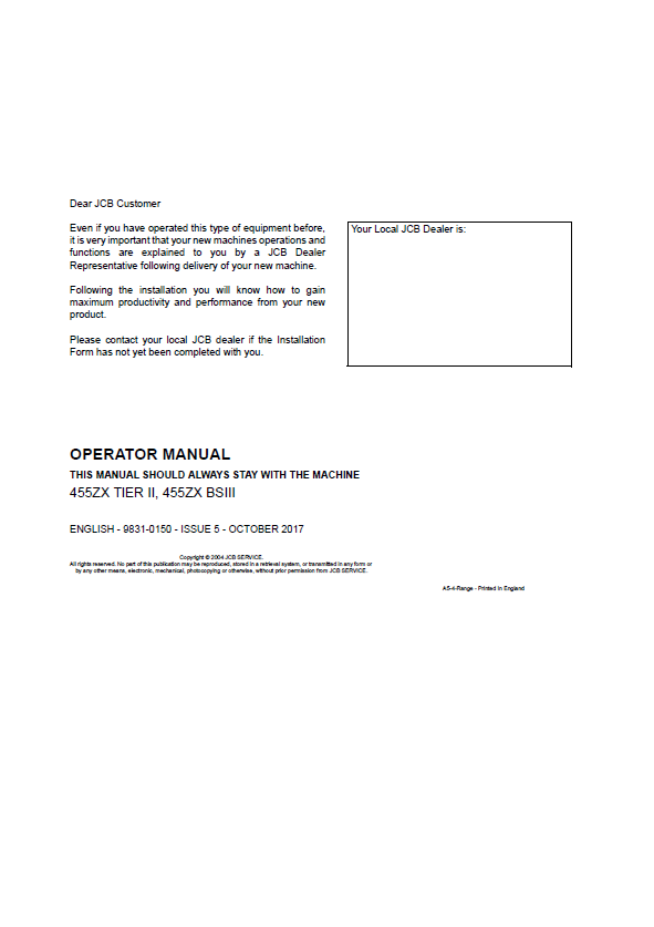 Download JCB 455ZX Wheel Loader Operator Handbook PDF