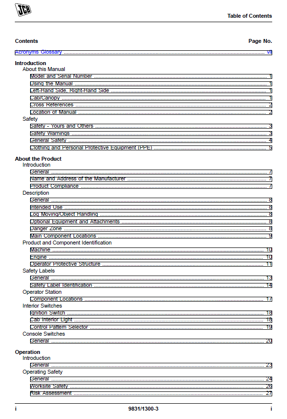 Download JCB 45Z-1, 48Z-1, 51R-1 Compact Excavator User Manual