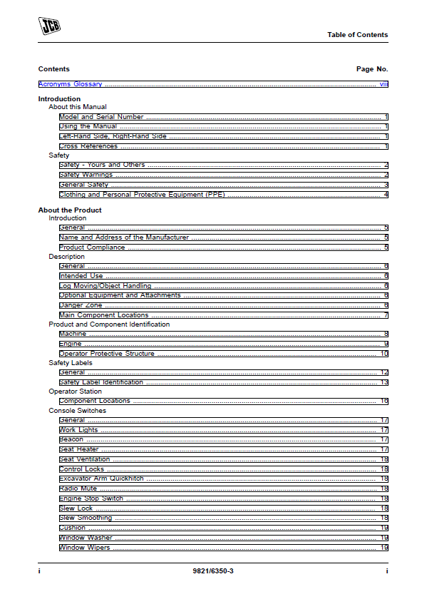Download JCB Excavator JZ140 Maintenance & Operator Manual