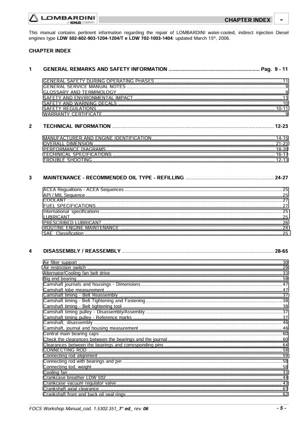 Download JCB FOCS Engine Series Technical Manual PDF