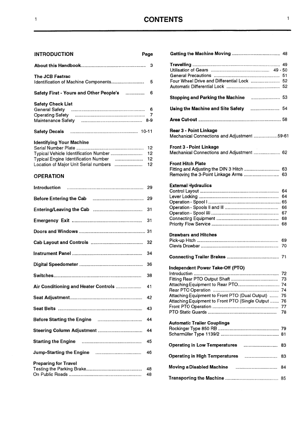 Download JCB Fastrac 125-185 Tractor Operator Handbook Guide