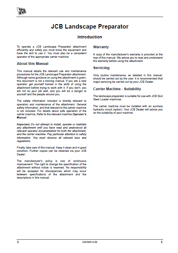 Download JCB Landscape Preparator User Guide PDF
