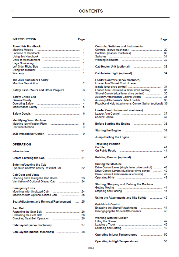 Download JCB Robot 150, 165, 165HF Handbook & Operating Guide