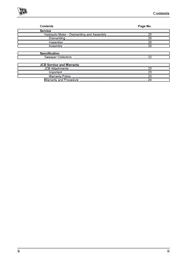 Download JCB Sweeper Collector Manual - PDF Format