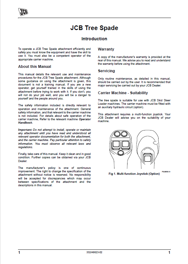 Download JCB Tree Spade Operator & Maintenance Guide