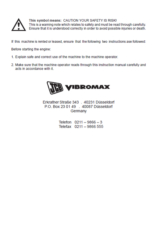 Download JCB VMF 130 D Compactor User Guide PDF