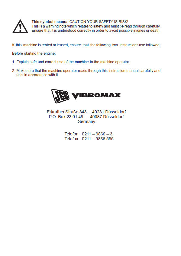 Download JCB VM 75 D & PD Roller Operation & Maintenance Manual