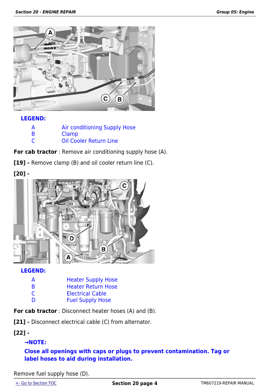 Download JOHN DEERE 6105D, 6115D, 6130D, 6140D Technical Repair Manual TM607219