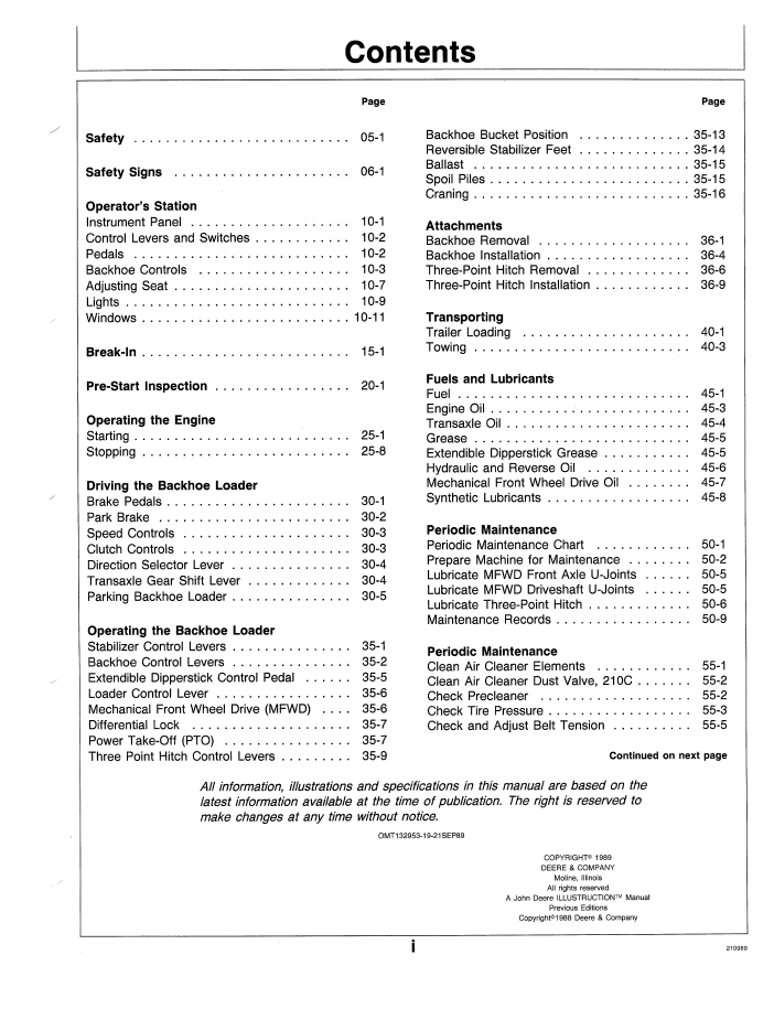Download John Deere 210C 310C Backhoe Loader Operator Manual OMT132953