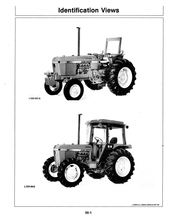 Download John Deere 2350 2550 Tractor Operator Manual | OML55481