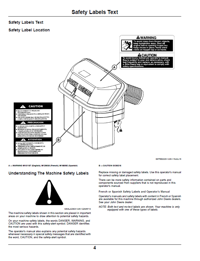 Download John Deere 2 Bag Bagger Operator Manual | OMGX26370