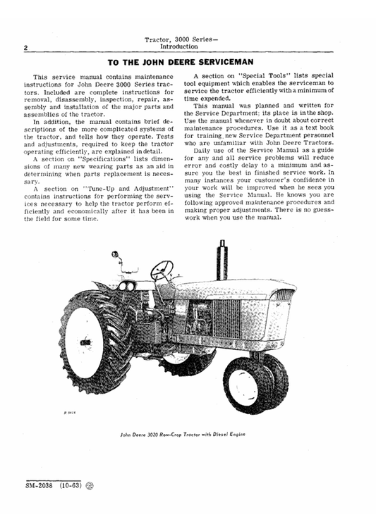 Download John Deere 3000 Series Repair Manual SM2038