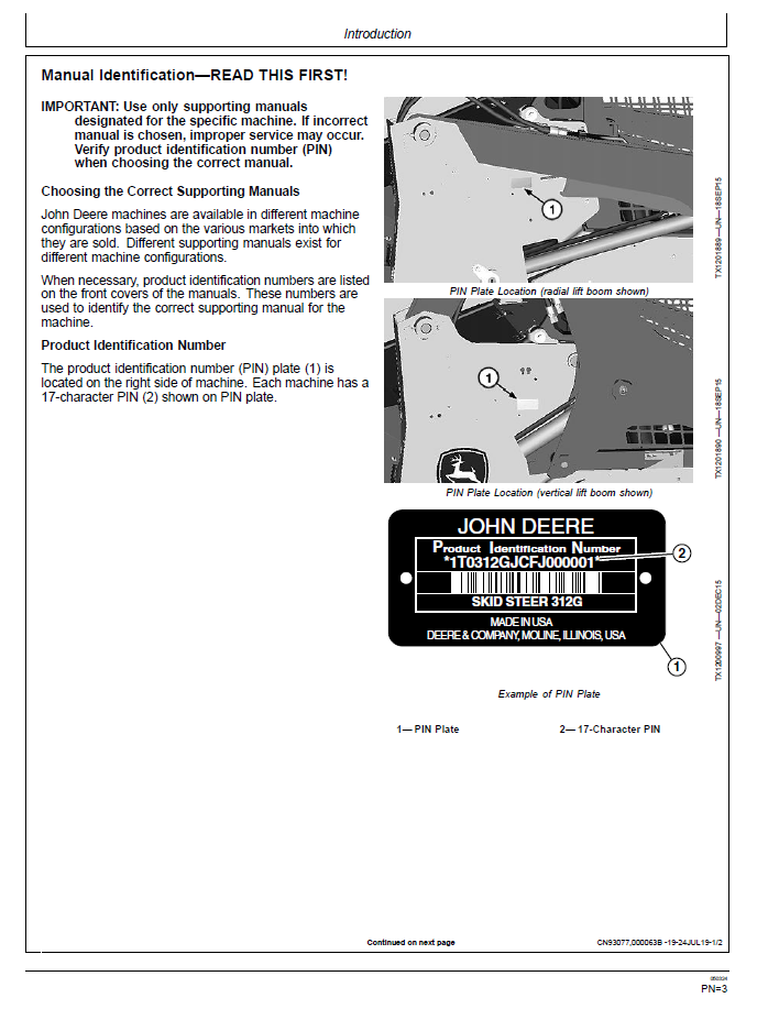 Download John Deere 312GR 314G Skid Steer Manual OMT413076X19