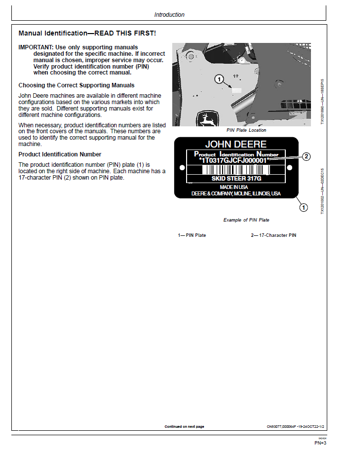 Download John Deere 317G Compact Track Loader Manual OMT413080X19