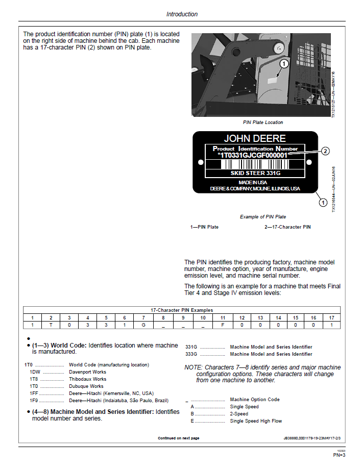 Download John Deere 331G 333G Compact Track Loader Manual OMT362754X19