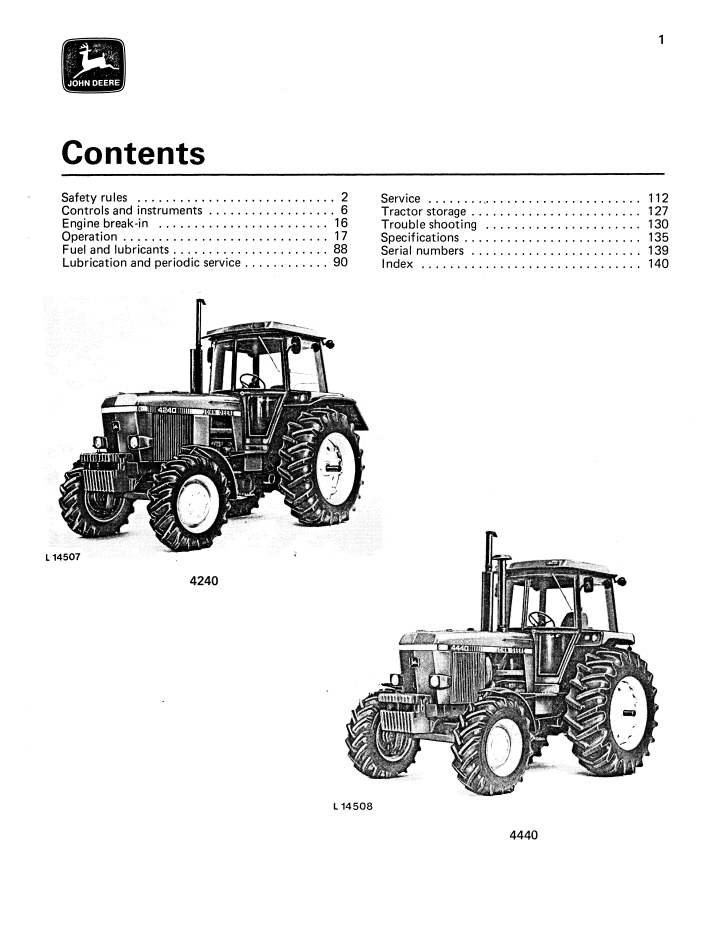 Download John Deere 4040 4240 4440 Tractor Operator Manual | OML32980
