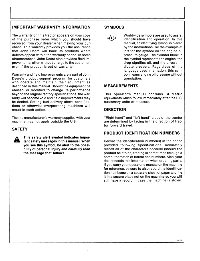 Download John Deere 4050, 4250 & 4450 Tractor Manual OMRW21230