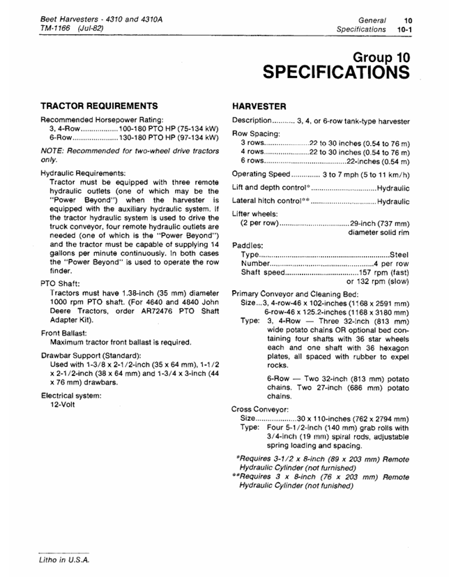 Download John Deere 4310A Beet Harvester Technical Manual PDF