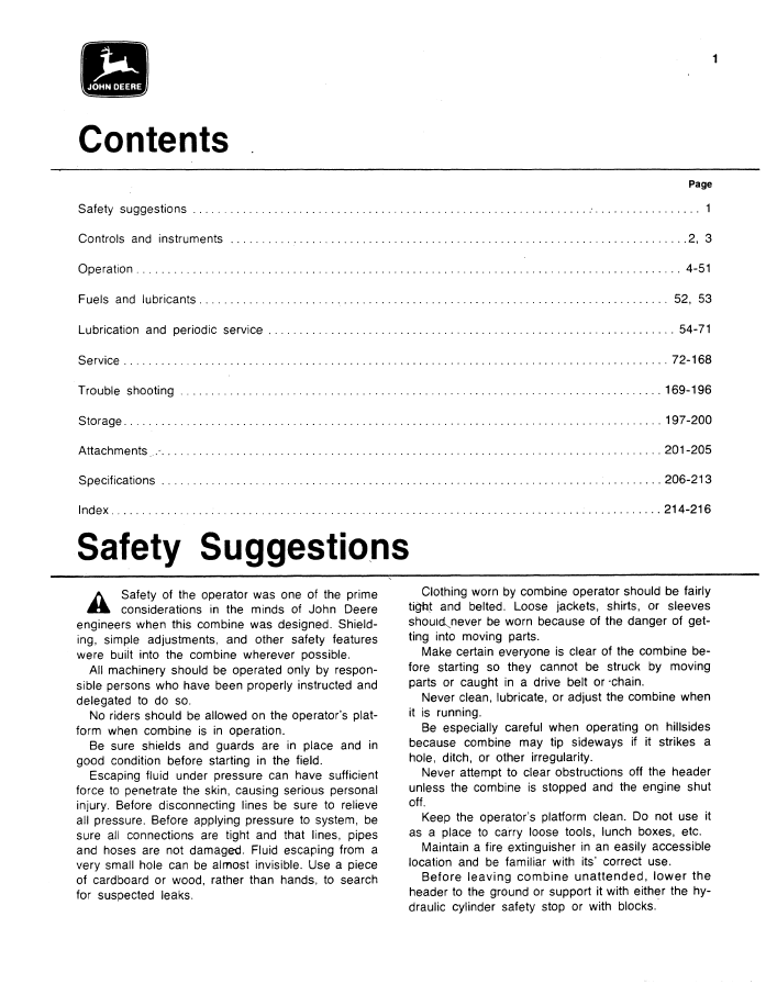 Download John Deere 6600 Sidehill 7700 Combine Operator Manual | OMH92873