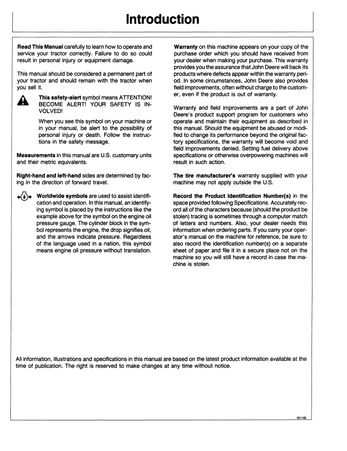 Download John Deere 8450 & 8650 Tractor Manual OMRW22394