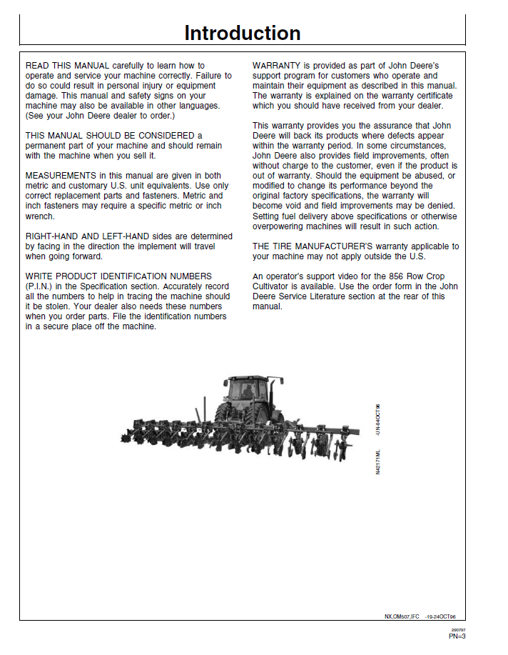 Download John Deere 856 Cultivator Operator Manual OMN200507