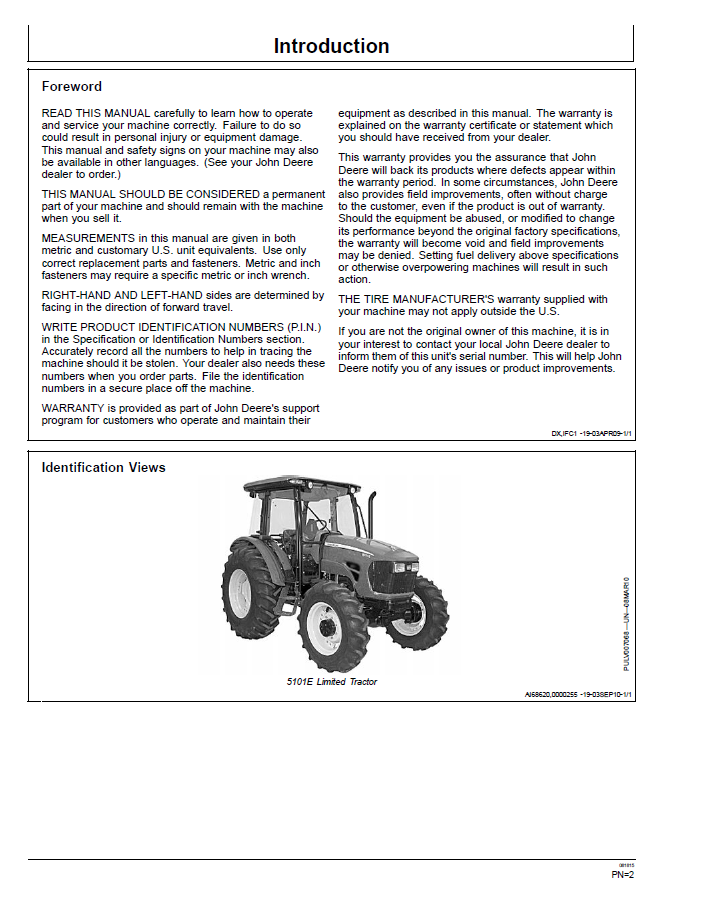 Download John Deere E-Series Limited Tractor Manual OMSJ13552