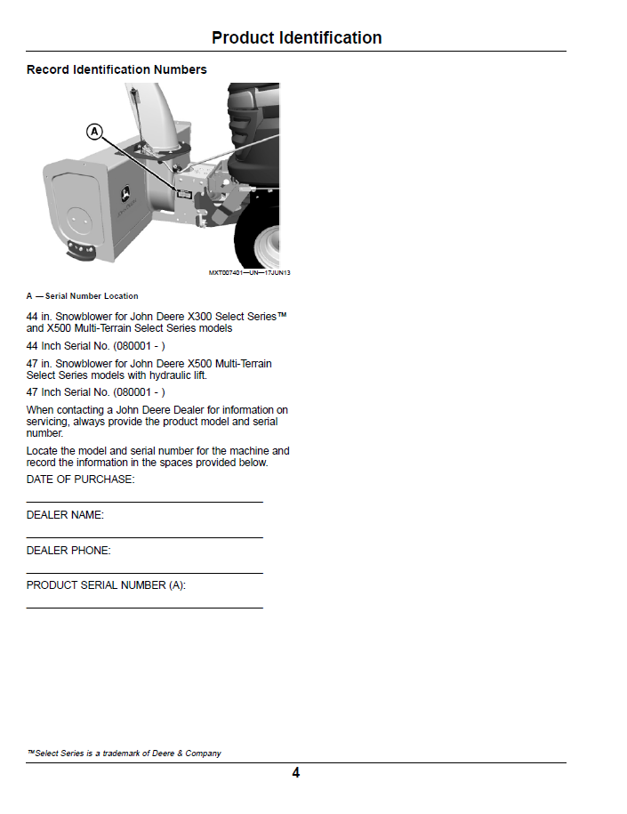 Download John Deere Select Series Snowblower Manual OMM170956
