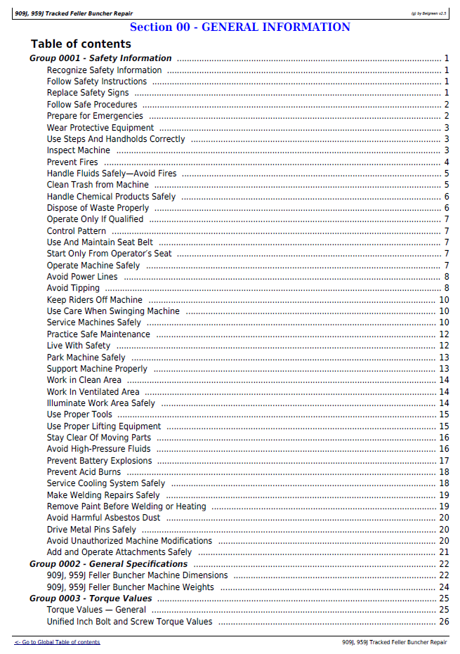Download John Deere TM10273 Forestry Equipment Repair Manual PDF
