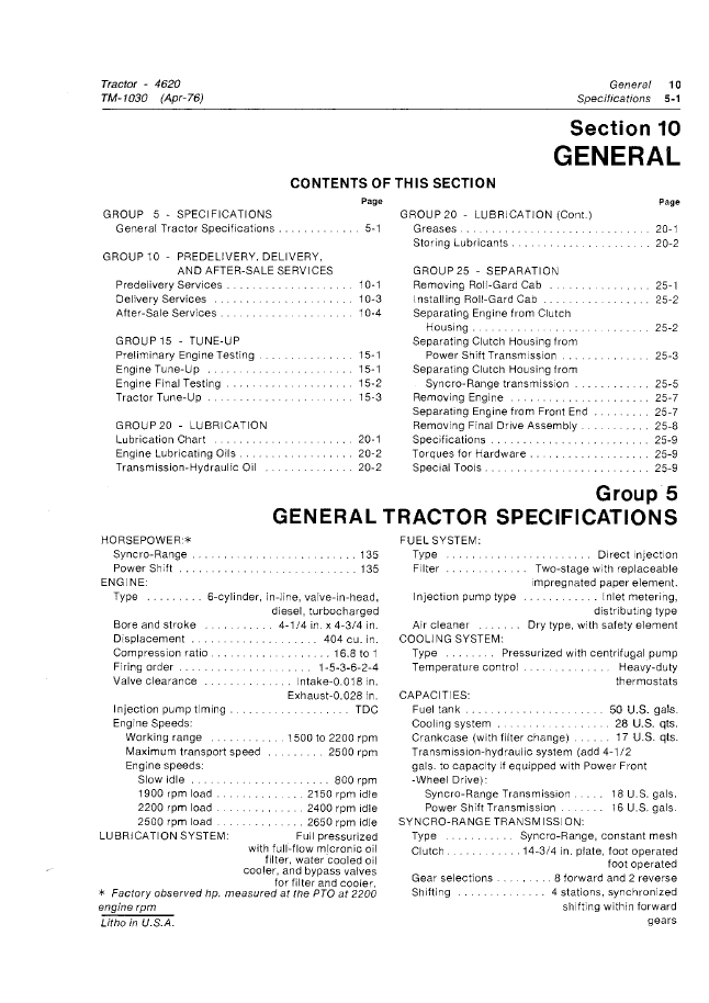Download John Deere TM1030 Tractor Service and Repair Manual PDF